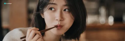 Playful Chopsticks Girl Portrait