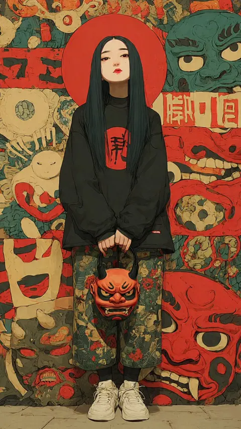 Oni Mask Streetwear Portrait