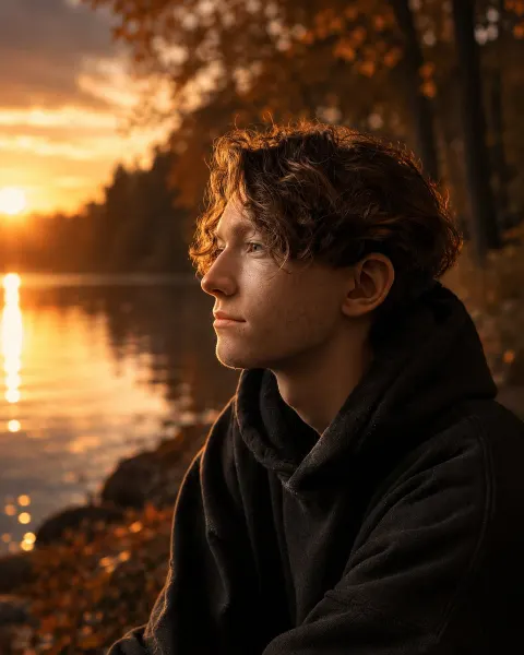 Golden Hour Lakeside Contemplation