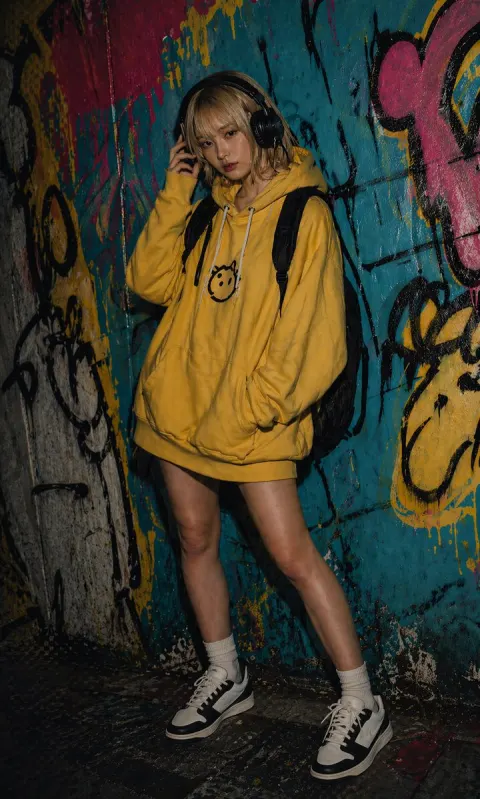 Moody Graffiti Alley Streetwear Portrait