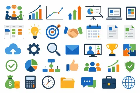 Clean Vector Business Icon Set