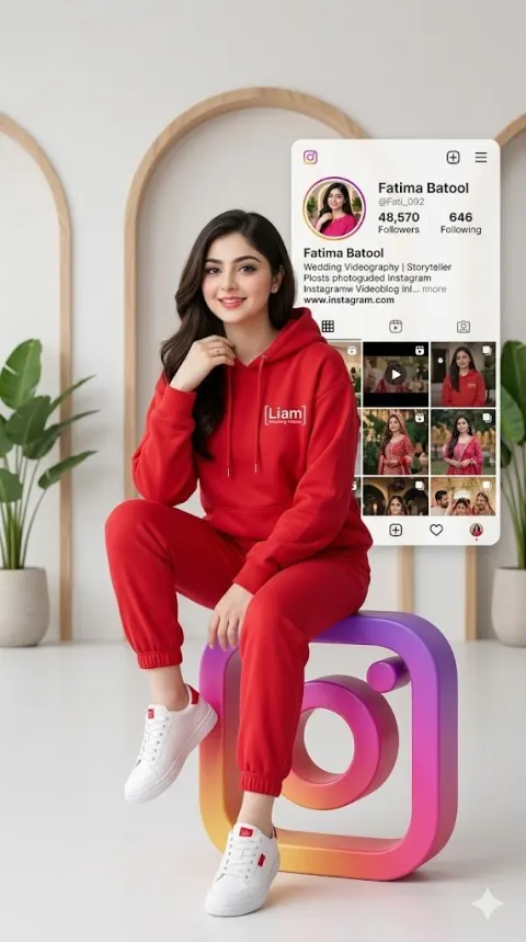 Girl on 3D Social Logo