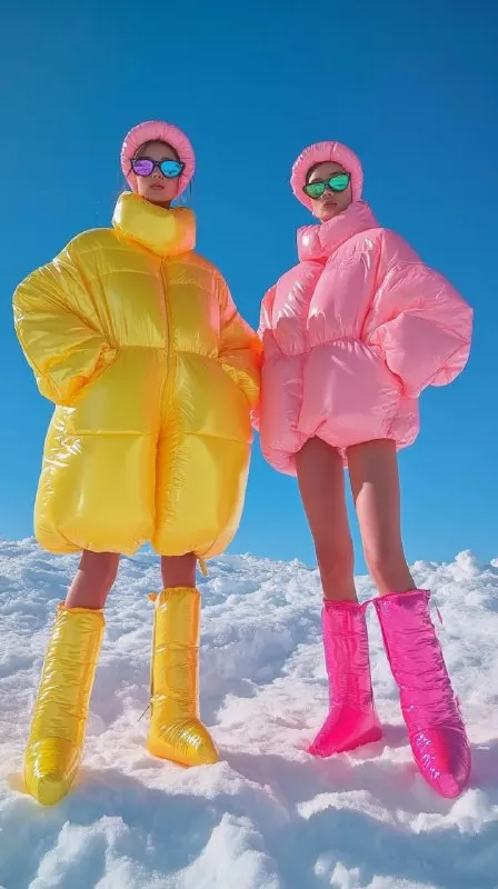 Beautiful Fashion Models in Inflatable Suit