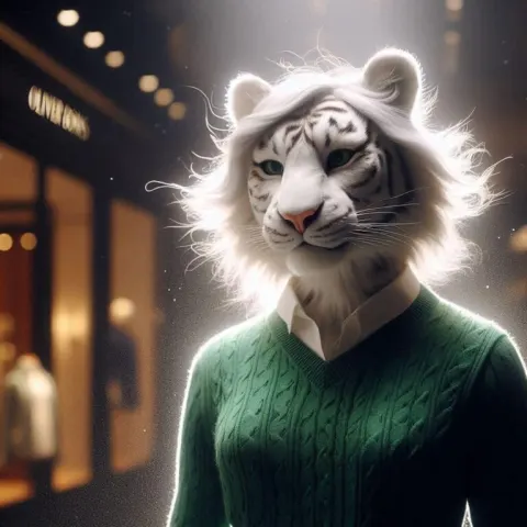 Sumatran White Tigress In Elegant Jumper
