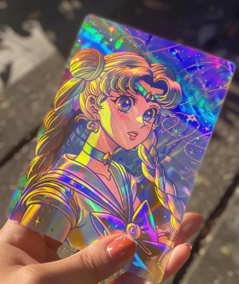 Holographic Sailor Moon Style Manga Card in Hand