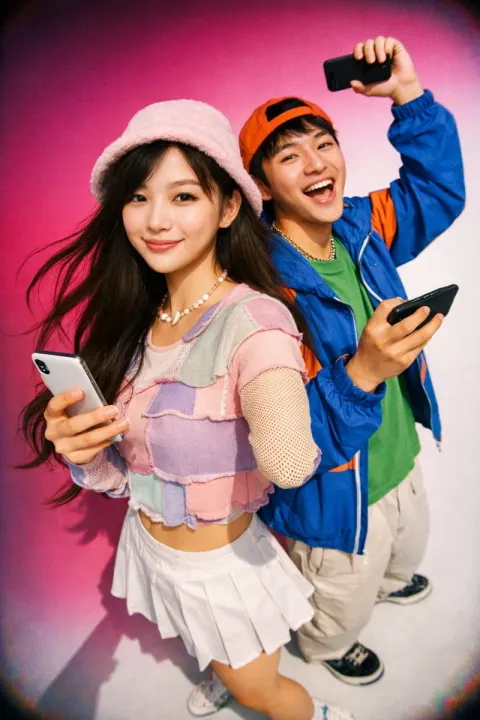 Vibrant Y2K Fashion Duo Portrait