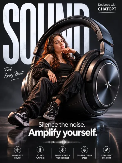 Surreal Headphone Ad Poster