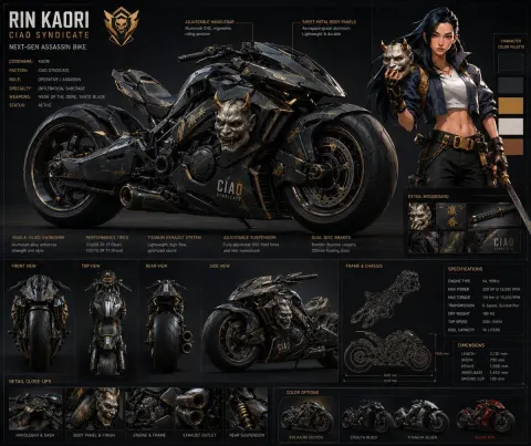 Dark Futuristic Assassin Bike Concept Art