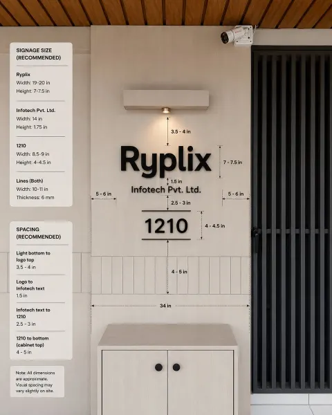 Office Signage Dimension Guide Mockup
