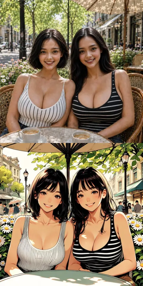Twin Sisters Cafe Art Comparison