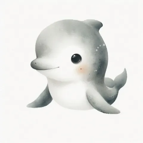 Cute Baby Dolphin Watercolor Nursery Illustration