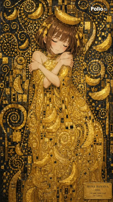 Golden Banana Girl Klimt Art