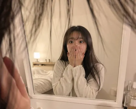 Mirror Reflection Bedroom Portrait