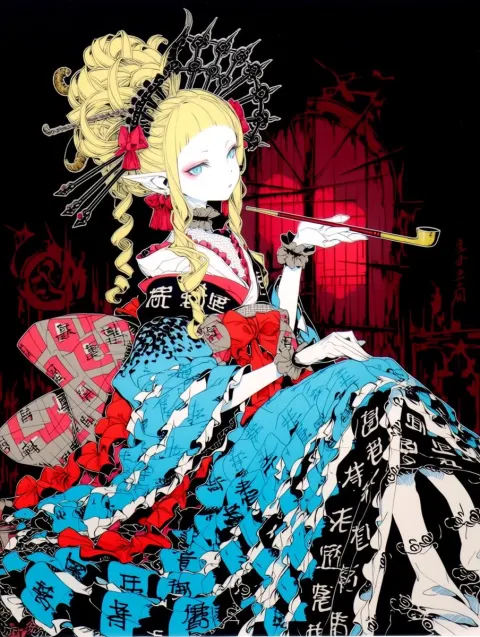 Gothic Oiran Dark Fantasy Portrait