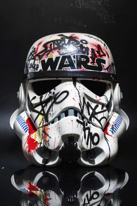 Stormtrooper Mask Covered in Wildstyle Graffiti Art