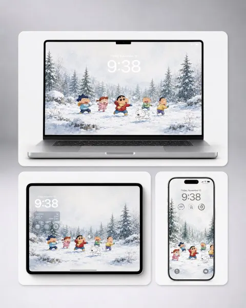 Shin-chan Winter Wallpaper Mockup
