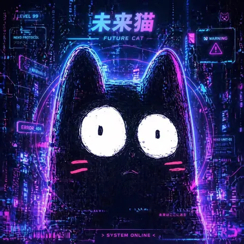 Cyberpunk Future Cat Neon