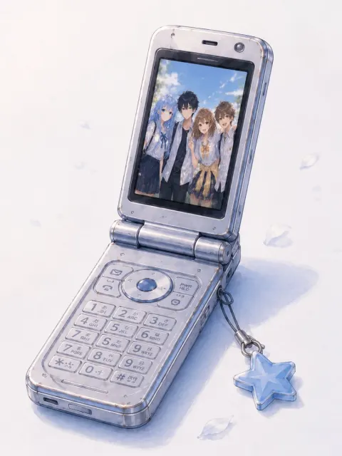 Japanese Flip Phone Illustration