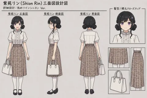 Shion Rin Anime Character Design Sheet