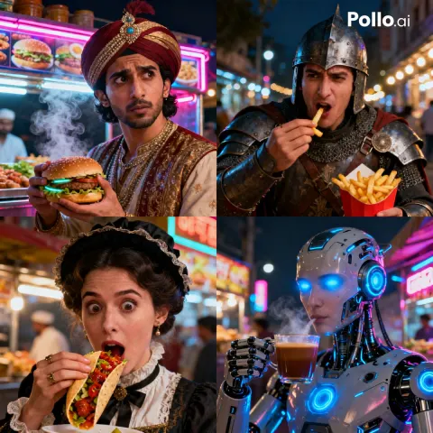 Time Travelers' Neon Food Market