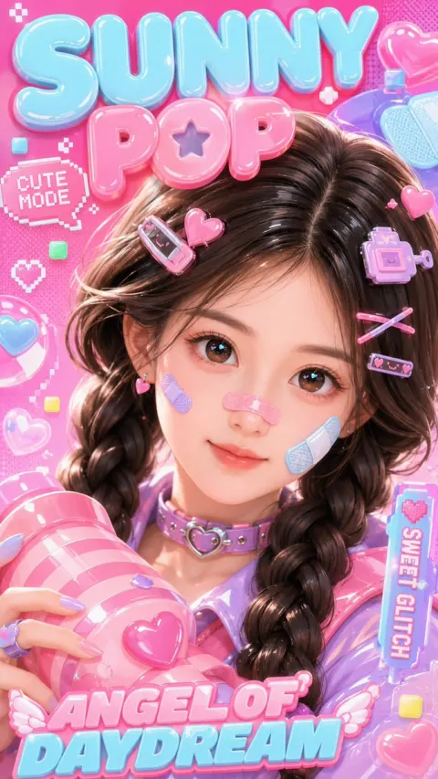 Glossy Y2K Kawaii 3D Poster