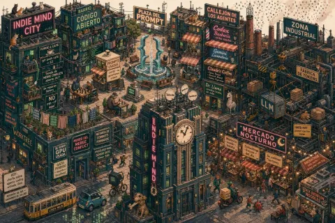 Steampunk Cyberpunk Indie Tech City