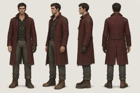 Cyberpunk Western Bounty Hunter Turnaround
