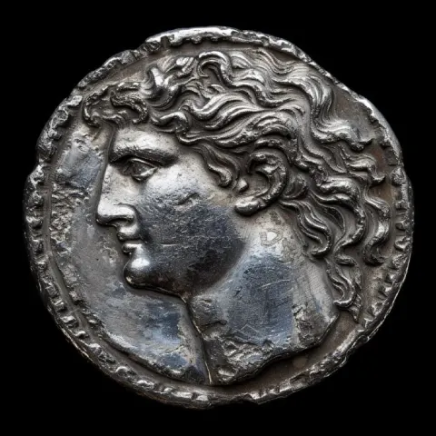 Ancient Greek Silver Janus Coin Texture Study