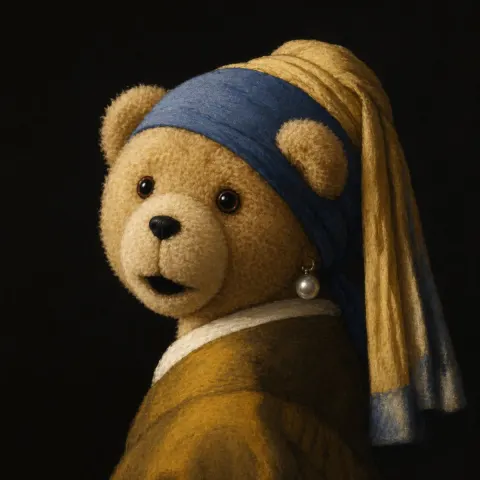 Teddy Bear with Pearl Earring