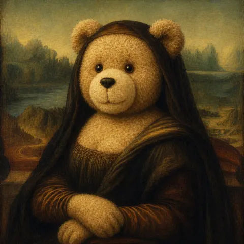 Surreal Teddy Bear Mona Lisa Portrait