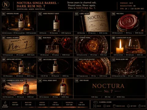 Noctura Rum Cinematic Storyboard