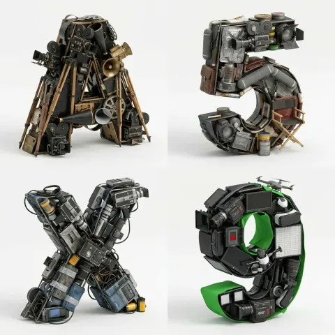 Cinema Era Typography Sculpture