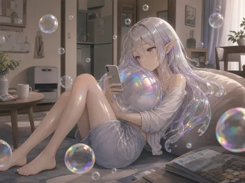 Soap Bubble Elf Anime Girl