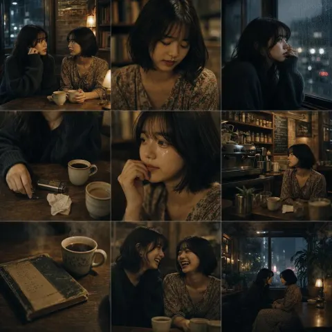 Moody Rainy Cafe Grid