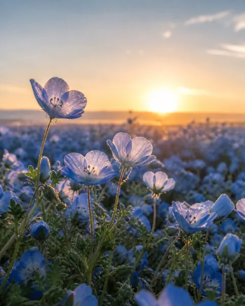 Blue Flower Sunrise Macro Dream