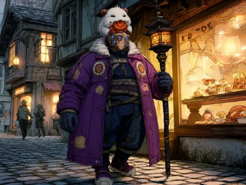 Fantasy Bear Lamplighter Street Art
