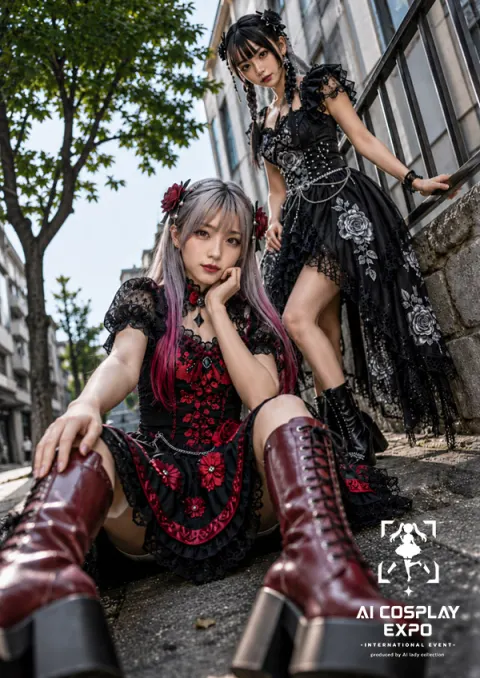Gothic Lolita AI Cosplay Street