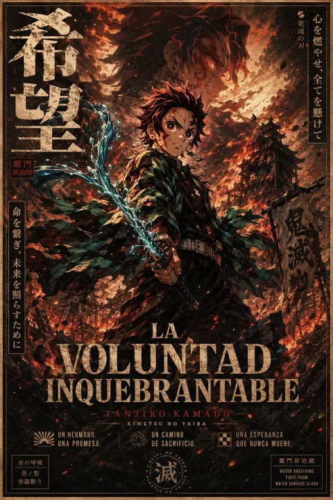 Gritty Demon Slayer Anime Poster