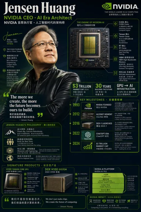 Jensen Huang Career Infographic