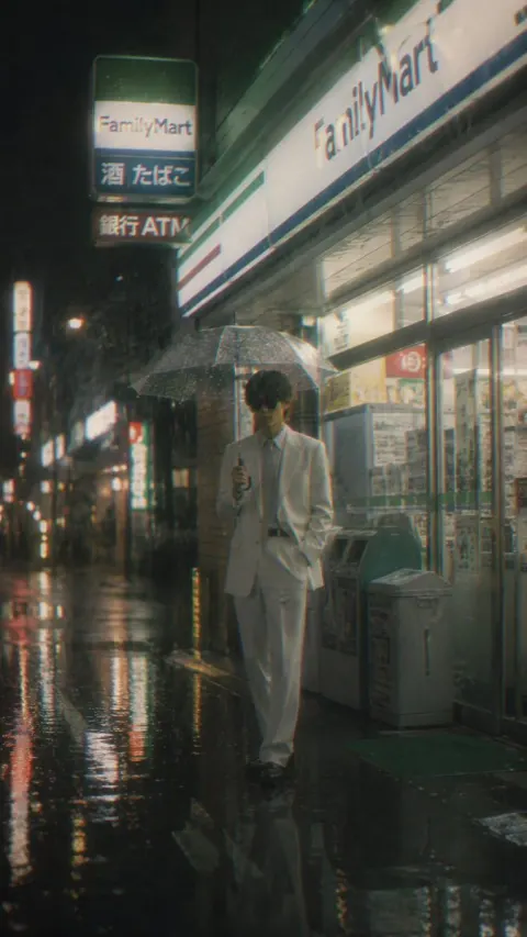 Noir Rain Night FamilyMart