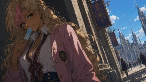 Cinematic Anime Academy Girl Illustration