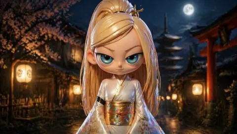 Blonde Kimono Kyoto Night