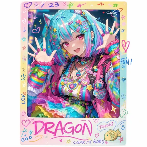 Rainbow Decora Polaroid Girl