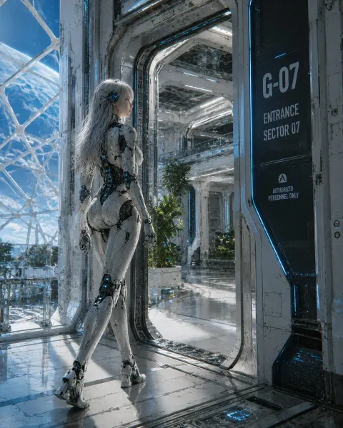Silver Android Space Station