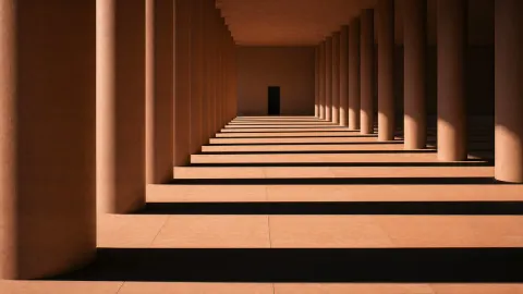 Terracotta Colonnade Light Shadows