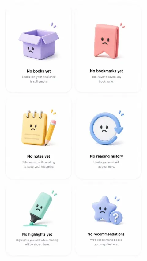 Reading App Empty State Illustrations