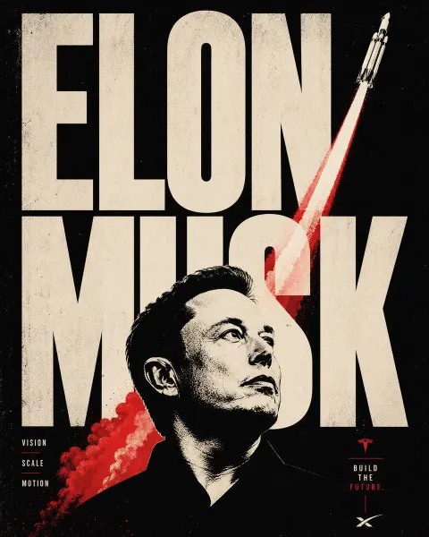 Elon Musk Futuristic Concept Poster