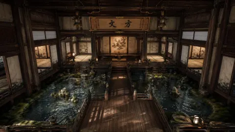 Cinematic Japanese Temple Interior