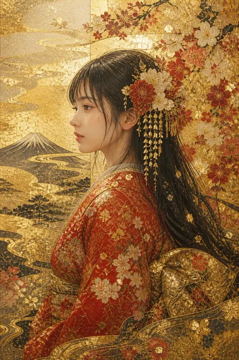 Gilded Sakura Bridal Portrait