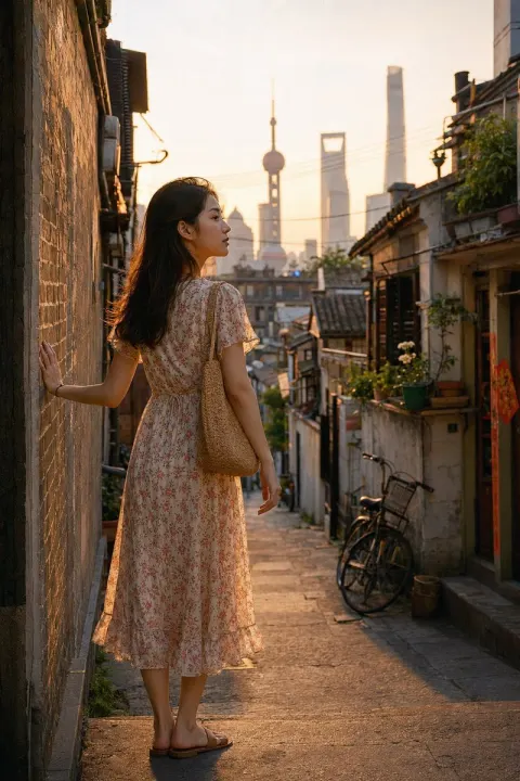 Shanghai Longtang Girl Golden Dusk